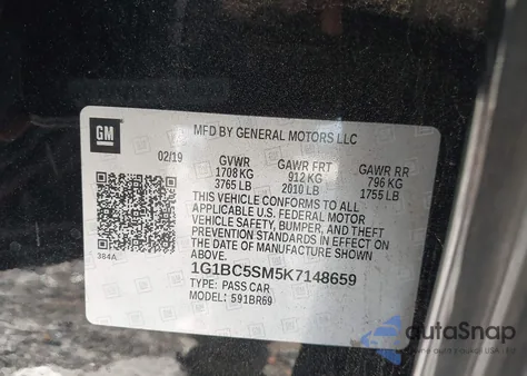 2019 Chevrolet Cruze Ls from USA, damaged, VIN 1G1BC5SM5K7148659